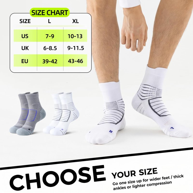 mqamex Compression socks men (US, Alpha, X-Large, Regular, Regular, 3 grey)