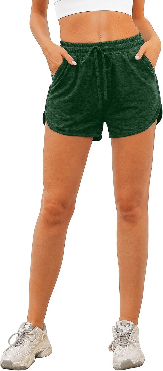 Aloodor Women's Athletic Running Shorts - Dolphin Style with Pockets & Adjustable Drawstring | Comfortable Fit