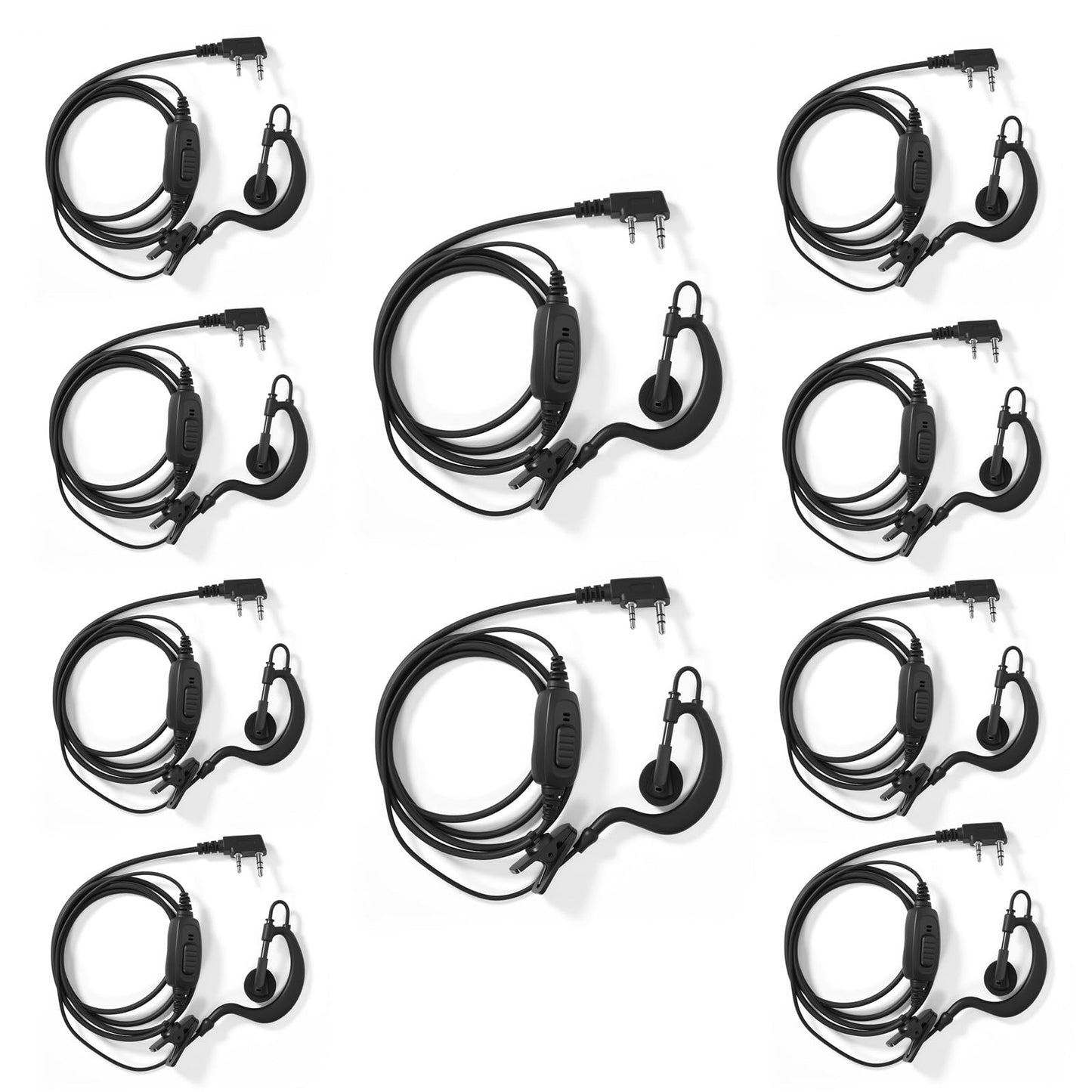 10pcs Walkie Talkie Earpieces for Baofeng UV-5R 888S Retevis RT22 RT21 RT68 RT68H H777 and Kenwood 2 Way Radios Earhook Headsets