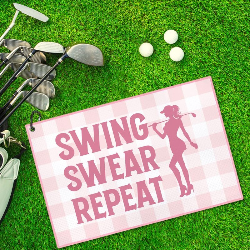 WUUCKOO Funny Golf Towel for Golf Bags with Clip, Golf Accessories for Women, Mothers Day Birthday Retirement Gifts for Mom Ladies Grandma Aunt Wife (Pink4)