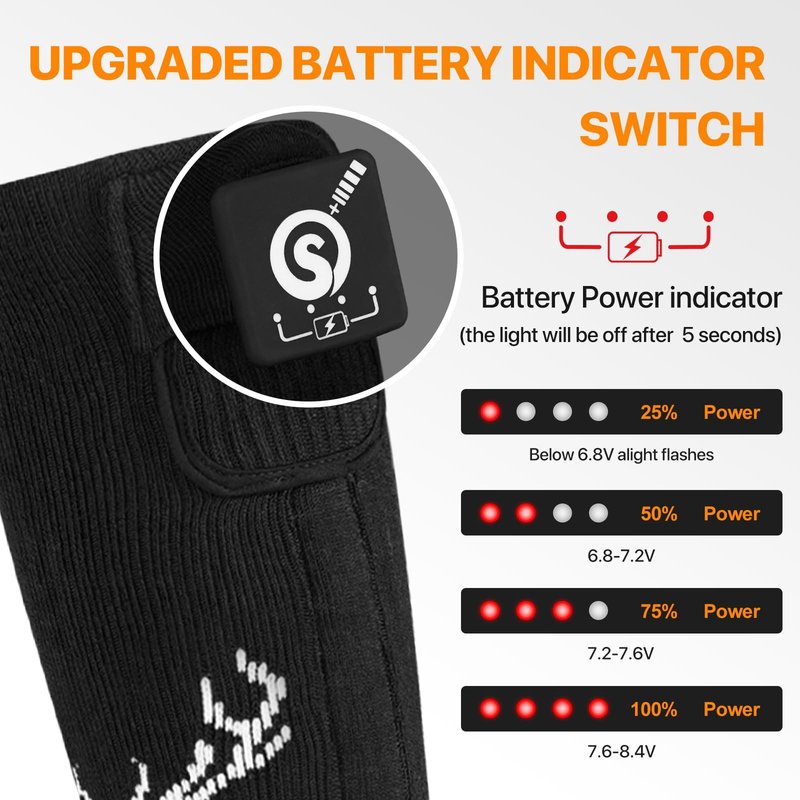 SNOW DEER Heated Socks,Electric Rechargeable Battery Heating Foot Warmer for Men Women,Winter Ski Hunting Camping Hiking Riding Motorcycle(M)