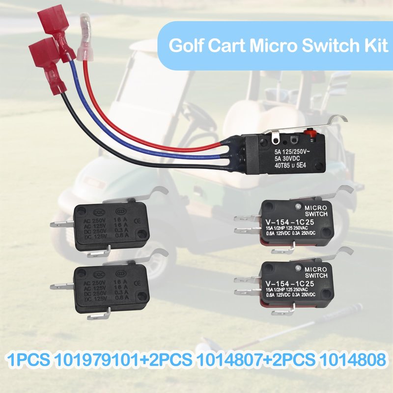 Golf Cart Micro Switch Kit 101979101 & 2Pcs 1014807 & 2Pcs 1014808 for Club Car Golf Cart DS Precedent (1982-up) & Tempo (2018-up)