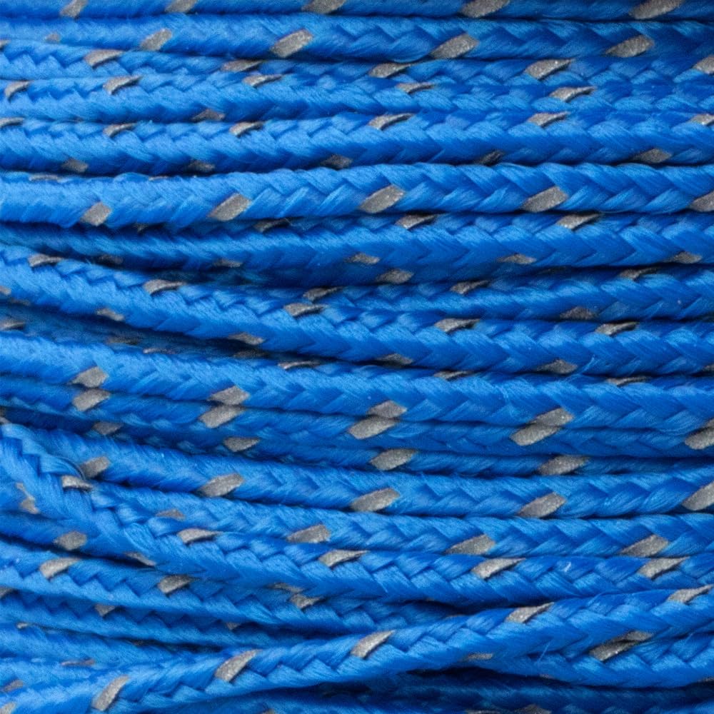 Paracord Planet Micro Paracord – Thin Braided Cord for Crafting, Fishing, and DIY Projects in 125 ft Spools – Reflective Royal Blue