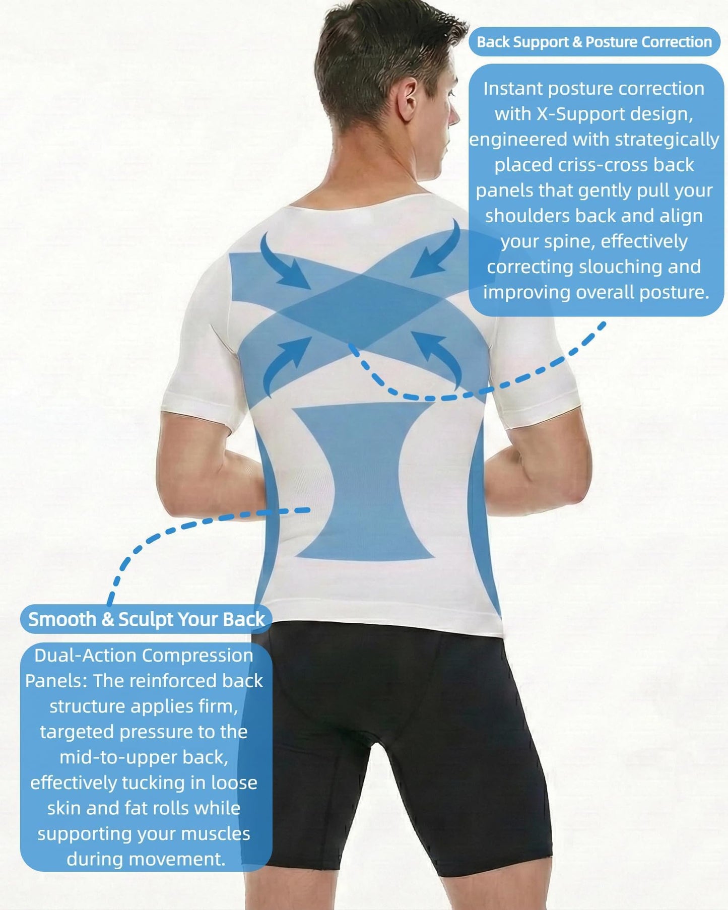 Men's Slimming Body Shaper Vest Undershirt Abs Abdomen Slim Tank Top White