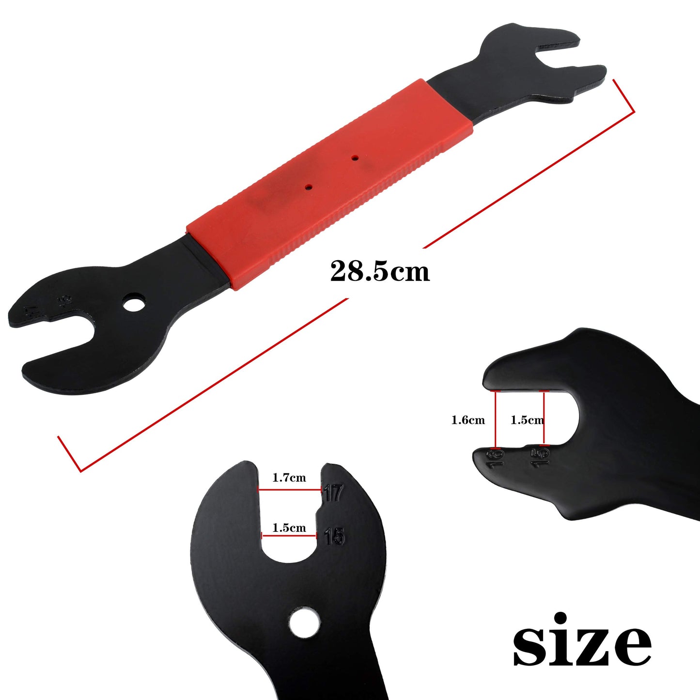 Pedal Wrench Double Sided Bicycle Pedal Removal 15/16/17mm Bike Spanner Home Mechanic Pedal Repair Tool Comfortable Grip Energy-saving Cycling Crank for Biking Maintenance Repair Orange & Red