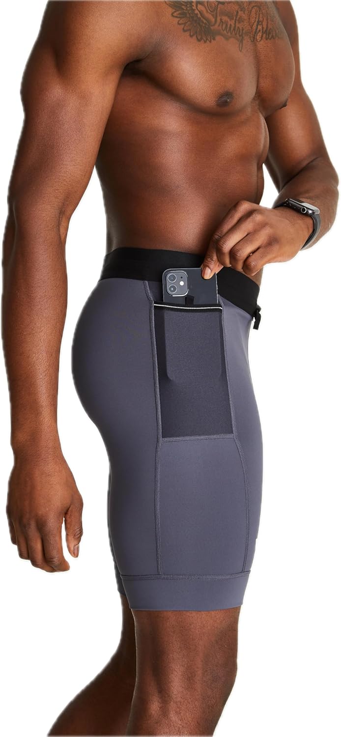 WOLACO Sprint Compression Shorts for Men - Half Tight with Phone Pocket