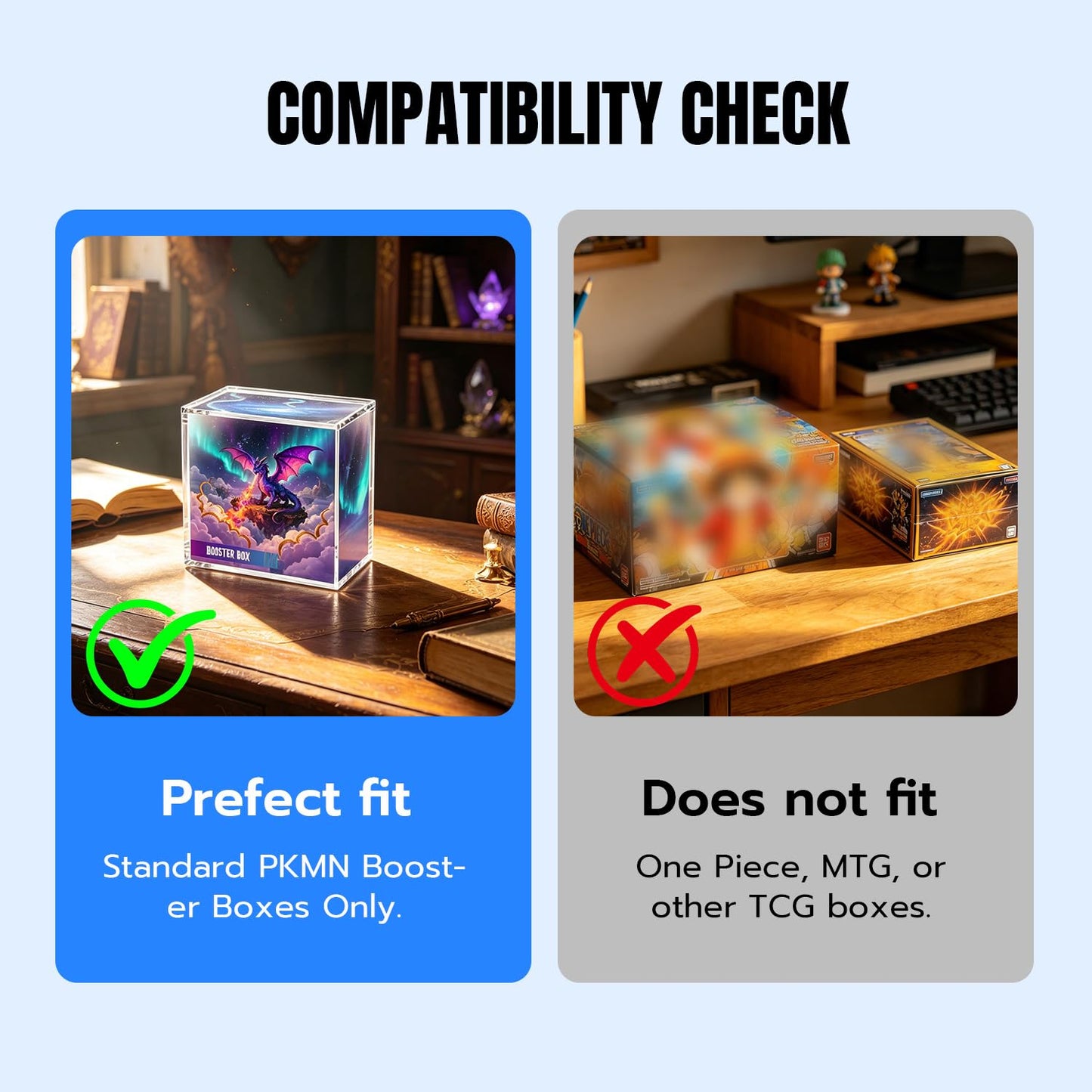 Mcbazel Acrylic Display Case Protector for PKMN Booster Box, 5mm Thick Clear Magnetic Case Holder with UV Protection Compatible with PKMN Booster Boxes (Not for Japanese Booster Boxes)