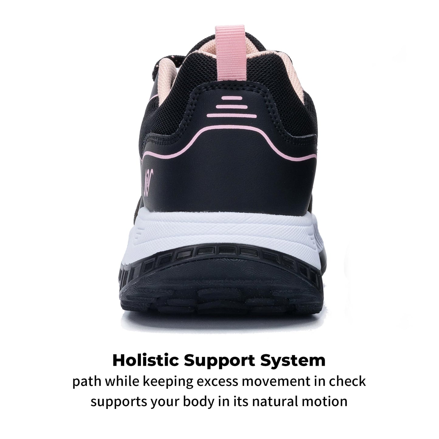 RomenSi Womens Walking Shoes Arch Support Tennis Orthotic Sneakers Plantar Fasciitis Rocker Bottom Shoes for Foot and Heel Pain Relief BlackRose US 6