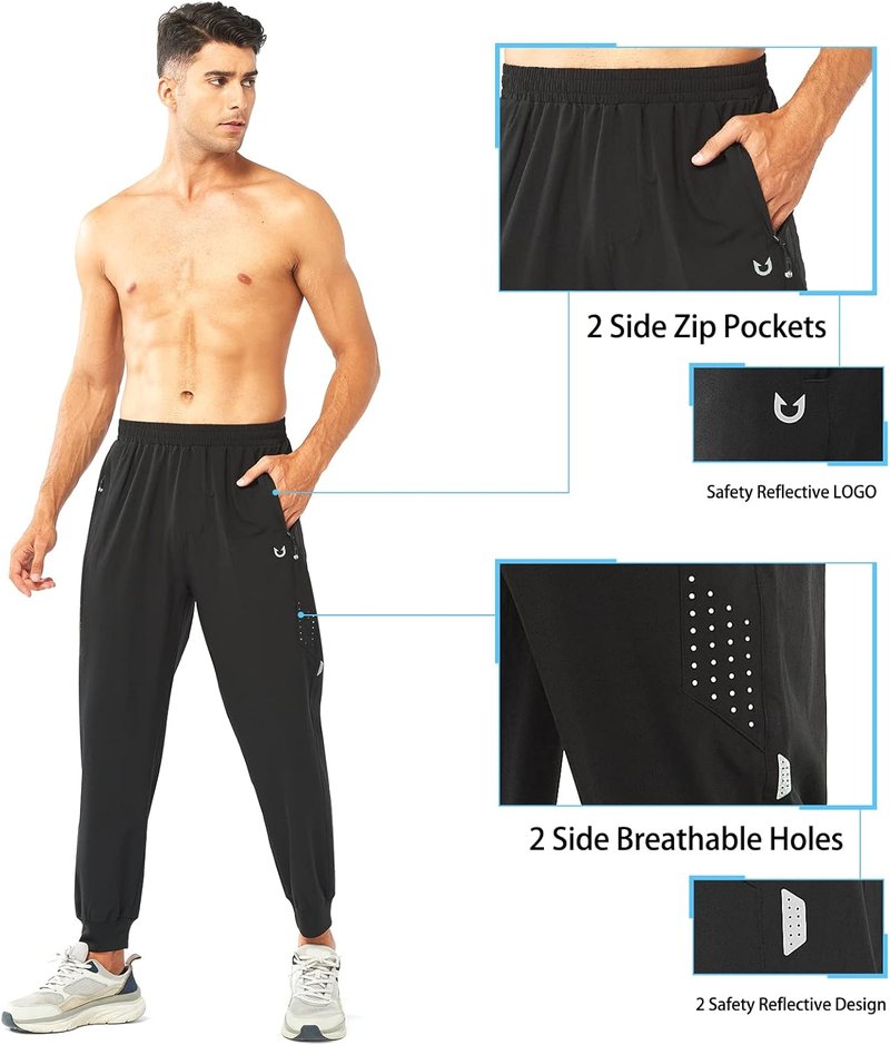 Men's Athletic Running Pants - Lightweight Quick Dry Joggers for Gym & Sports | Active Training Sweatpants