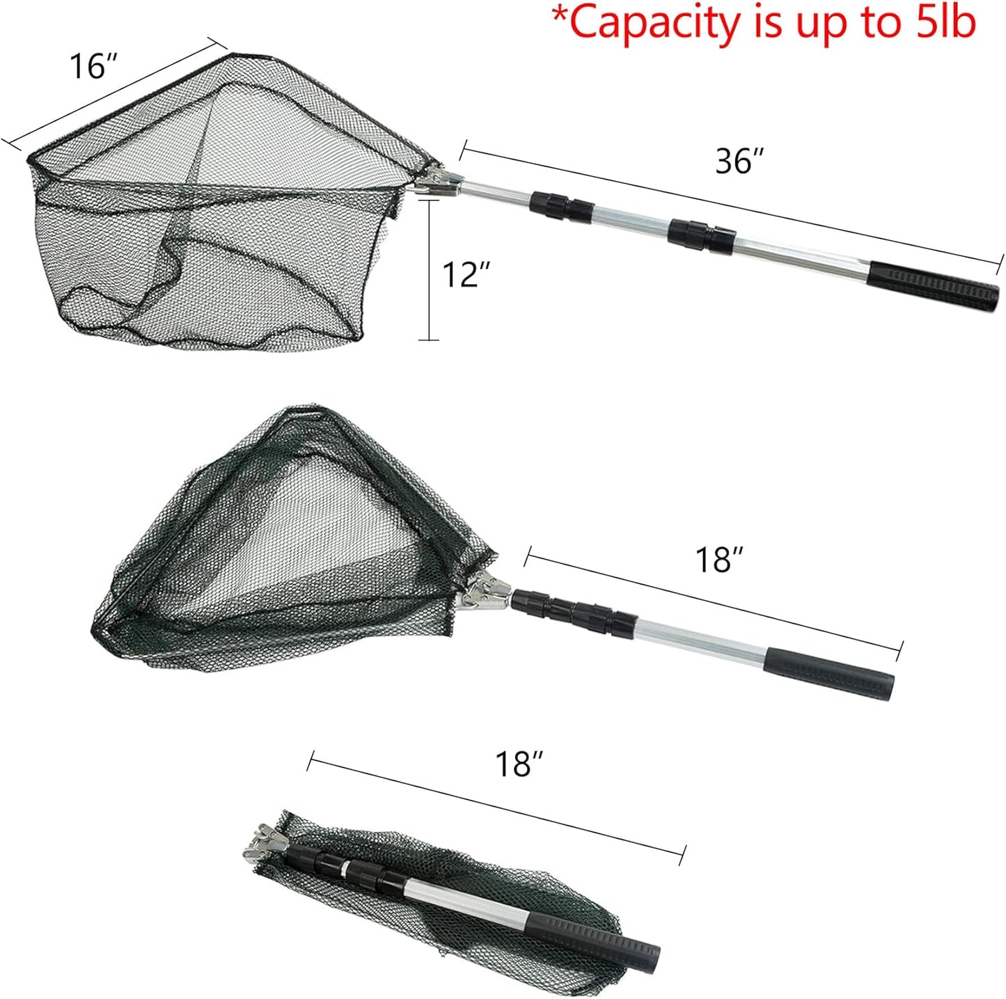 Fishing Landing Net with Telescoping Handle - Extendable 40-63 Inches | Perfect for Freshwater Fishing
