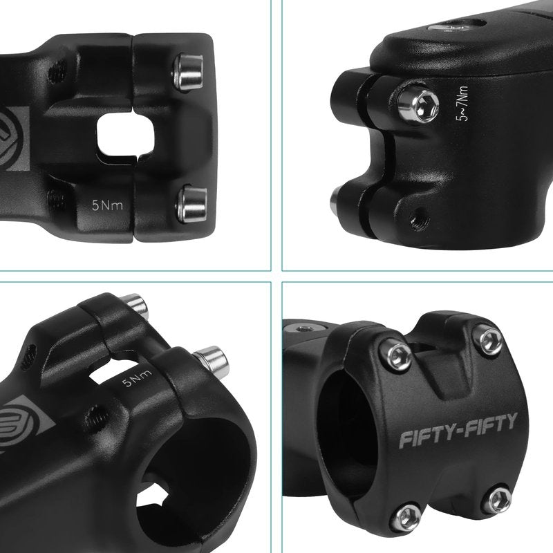 FIFTY-FIFTY Bike Stem with 31.8mm Bar Clamp, 7 Degree Aluminum Alloy Bicycle Handlebar Stem for 1-1/8" Steer Tube, Suitable for Mountain, Road, E-MTB (60mm)