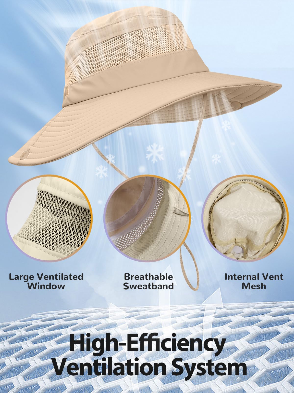 EW East Water Sun Beach Hat for Women, UPF50+ Waterproof with Ponytail Hole