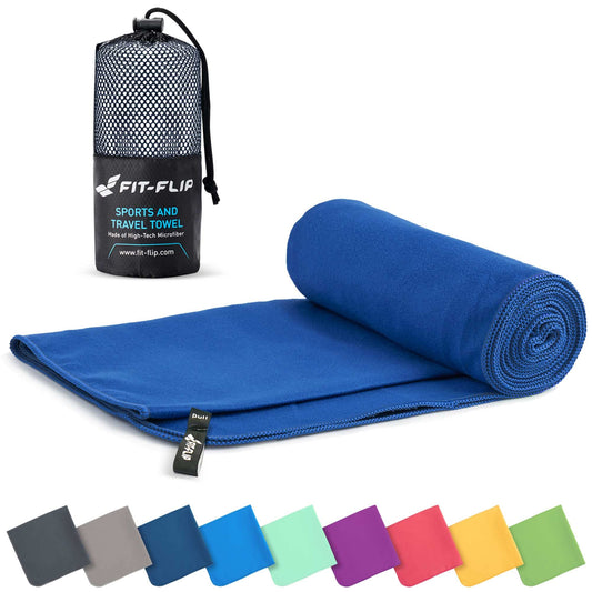 Travel Towel - Compact & Ultra Soft Microfiber Camping Towel - Quick Dry Towel - Super Absorbent & Lightweight for Sports, Beach, Gym, Backpacking, Hiking and Yoga (27.5x55 inches royal blue + bag)