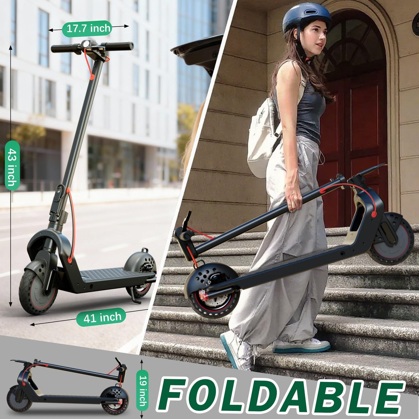 UrbanFish Electric Scooter, 350W/500W, 8.5" Tires, 17~20 Miles Range, 16/19 Mph, Folding E-Scooter with Dual Braking，APP Control (500-7.8AH)