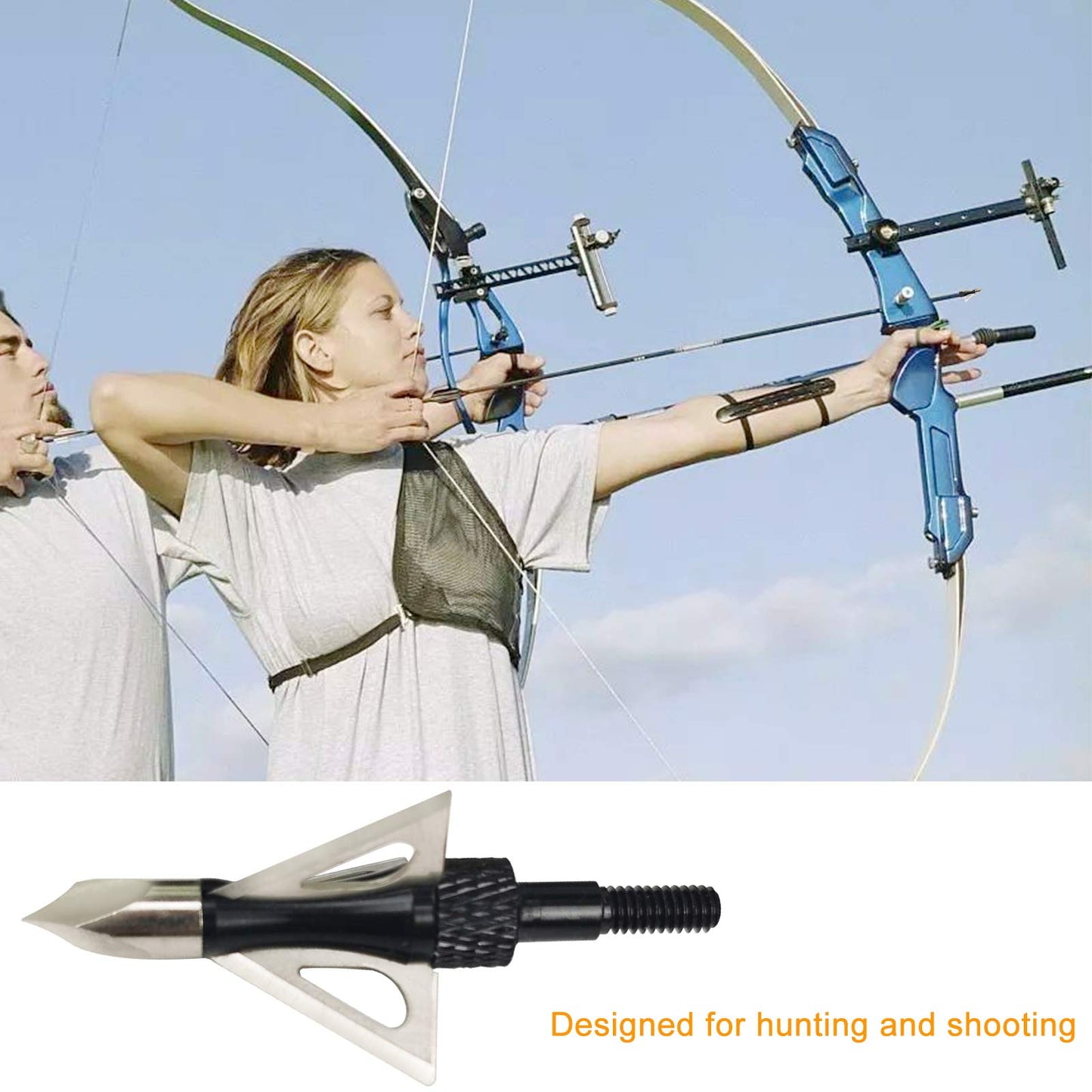 LeeMui Hunting Broadheads 12PK 100 Grains Screw-in Arrow Archery 3 Blades Hunting Heads Arrow Tips Compatible with Crossbow and Compound Bow + 1 PK Broadhead Storage Case (zz-Black)