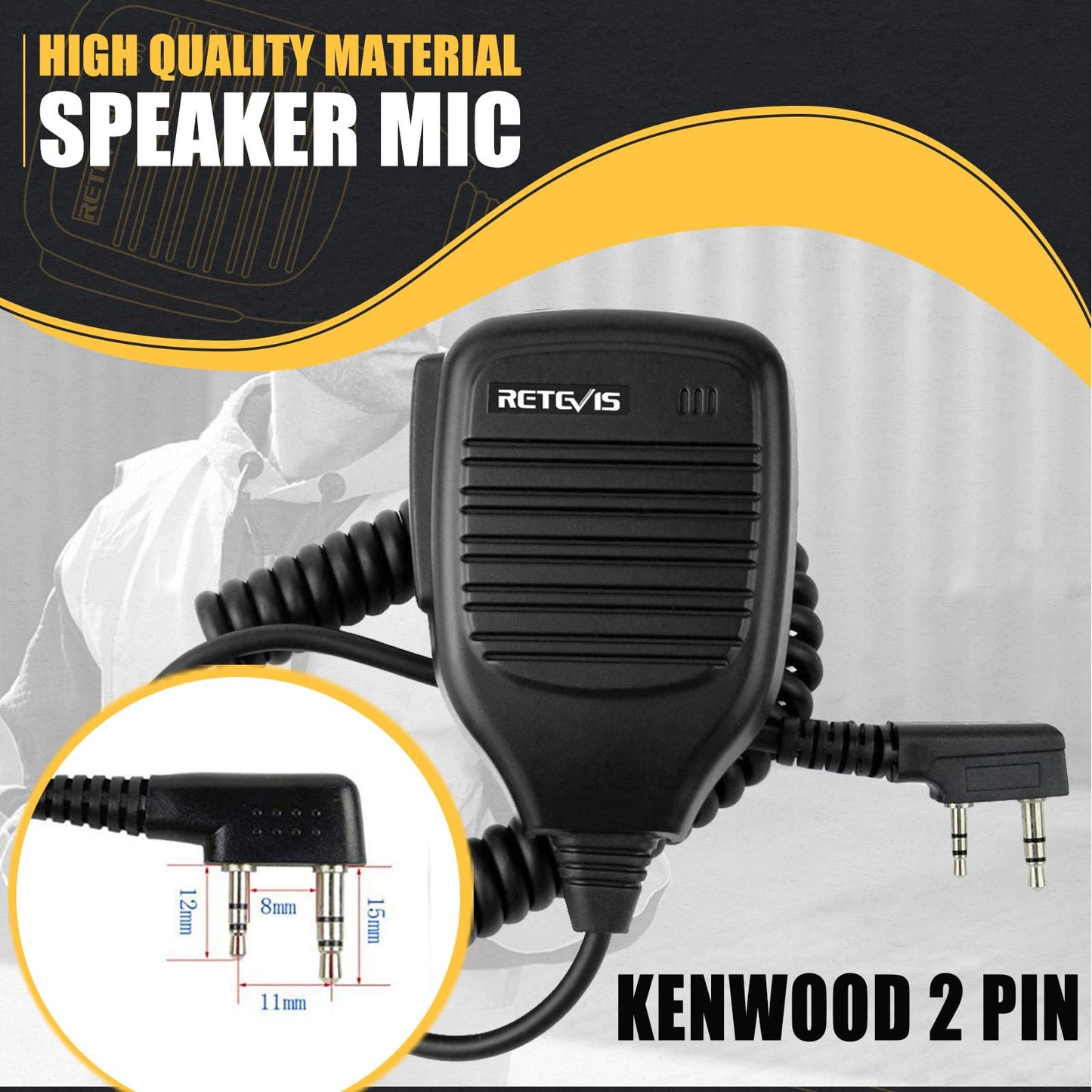 Retevis Walkie Talkie Shoulder Speaker Mic, Compatible with RT22 RT21 RT68 RT27 H-777 H777S RT86 RT19 RT15 RB29 RT85 RB26 RB89 NR10 Kenwood BAOFENG UV-5R 5RM 888S pxton Arcshell Two Way Radio(1 Pack)