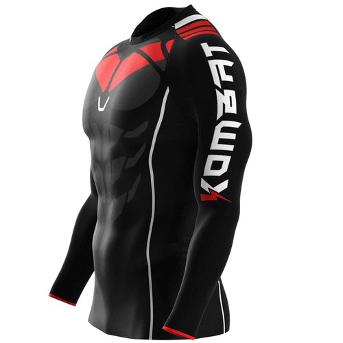 KOMBAT USA Rash Guard for Men Knight Wing | Mens Long Sleeve Rash Guard | Compression Shirt | BJJ Rash Guards for Men (as1, Alpha, x_l, Regular, Regular, Black)