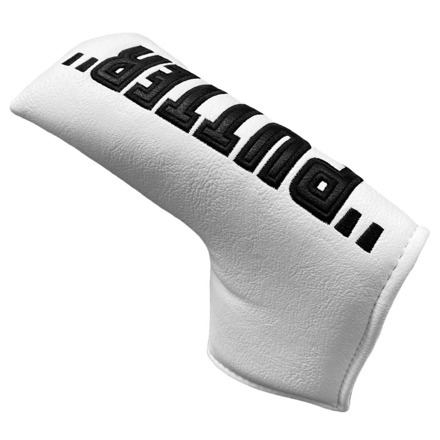 Golf Blade Putter Head Cover Headcover Magnetic Letter Putter Golf Headcover - White Synthetic Leather Putter Cover Gifts for Men Golfers