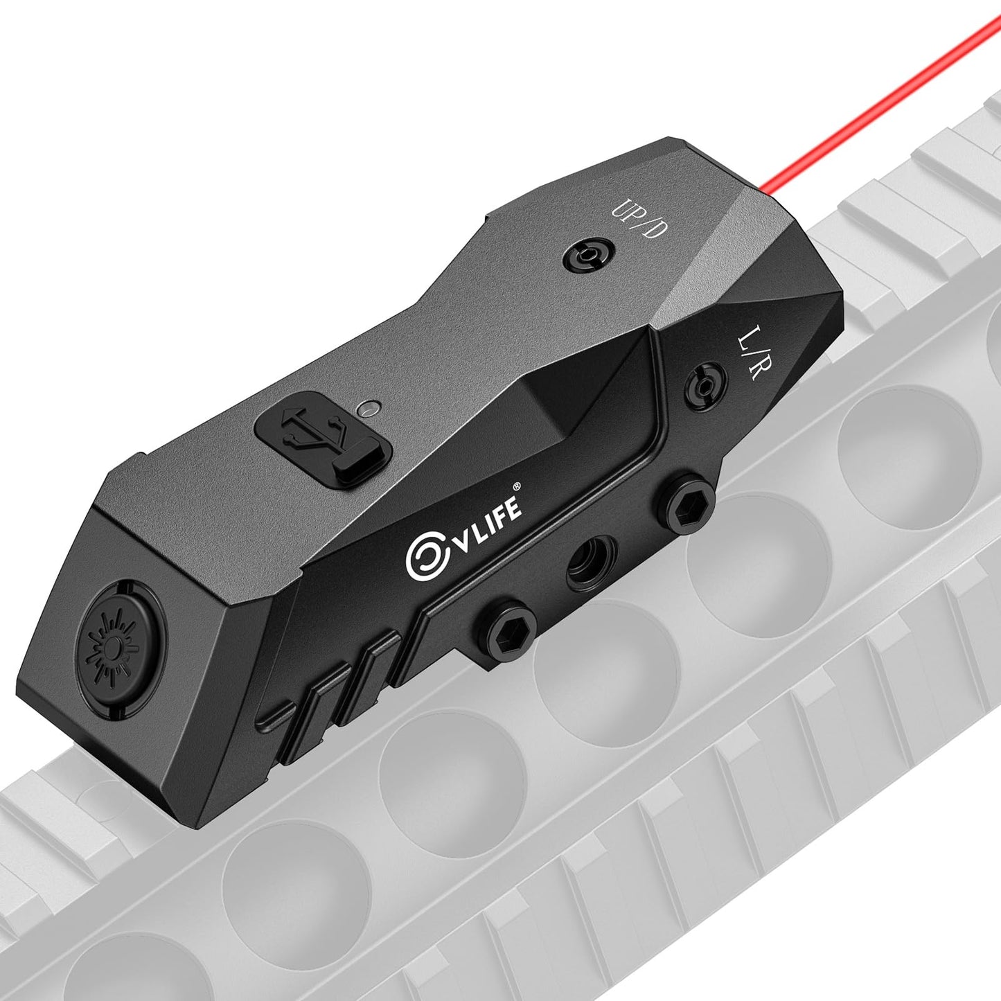 CVLIFE Rechargeable Rifle Laser Sight Compatible with Picatinny Rail, Low Profile Red Laser Sight for 21MM Picatinny Rail, Red Laser Beam with Strobe Function