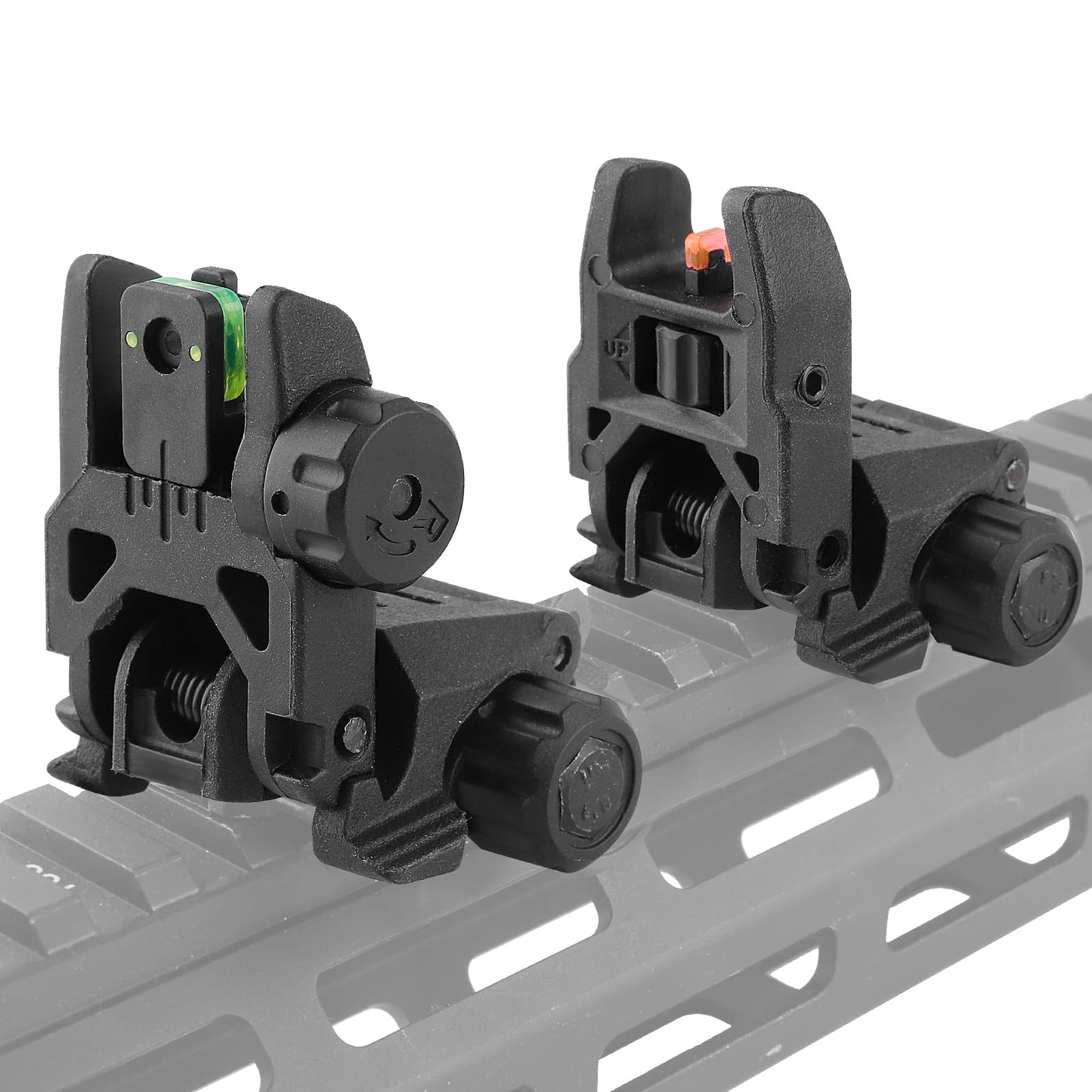 LXYYM Flip Up Sight Front and Rear Flip Lightweight Sights,with Green Red Fiber Optics Dots, Mounted on Any Picatinny Rail