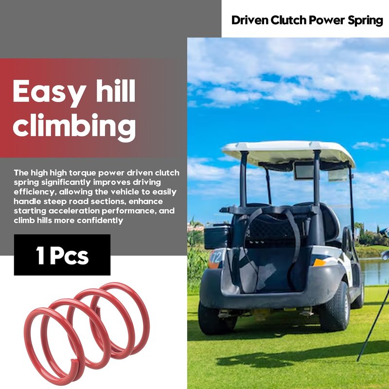 Honkador High Torque Driven Clutch Power Spring - Compatible with Club Car DS & Precedent Gas Golf Carts (1986-Up), Enhanced Acceleration & Hill Climbing, Red 1 Pack