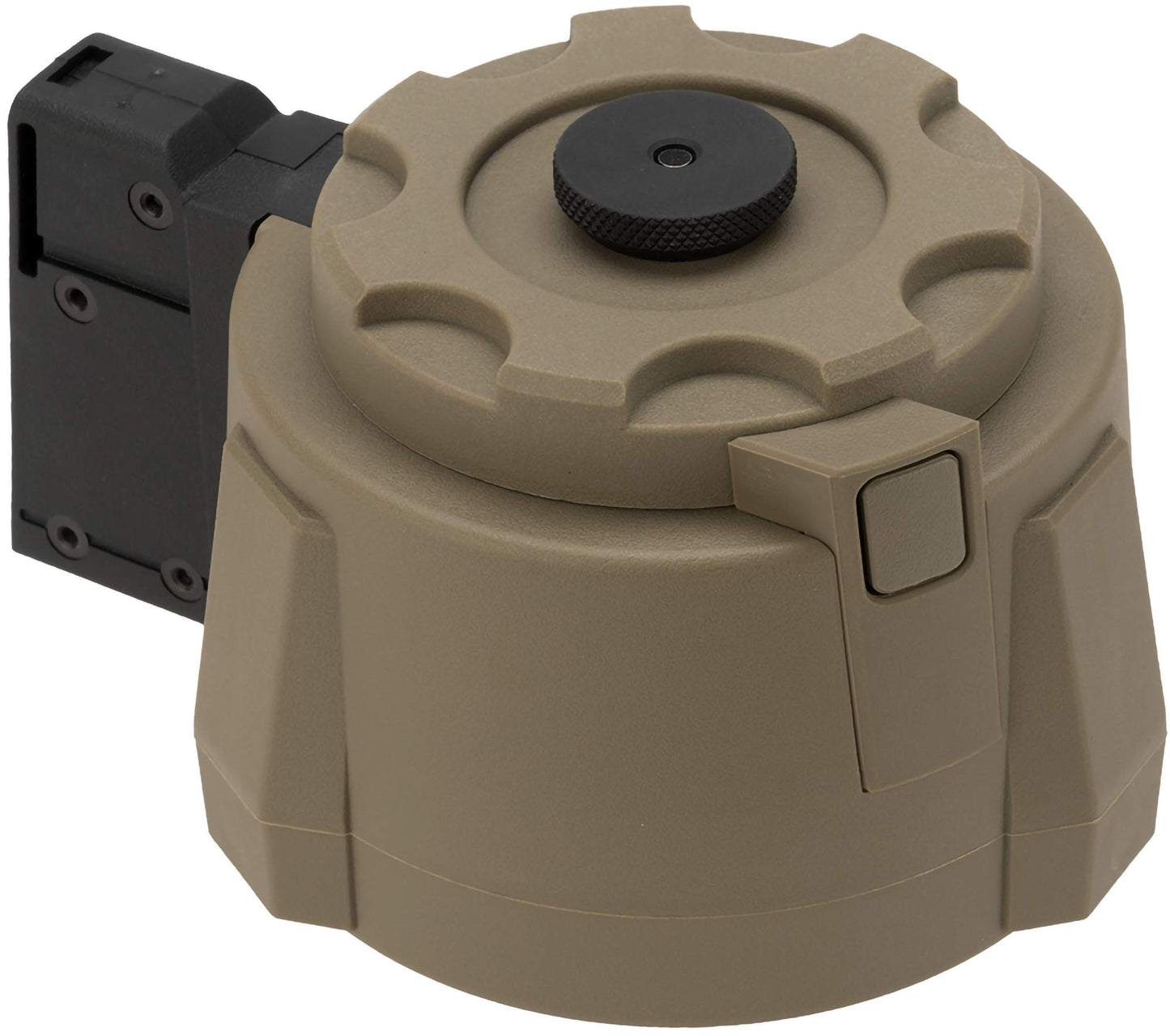 Evike Airsoft - Angel Custom 1500 Round Thunderstorm Electric Winding Drum Airsoft Mag (Model: Airsoft M14 / Dark Earth)