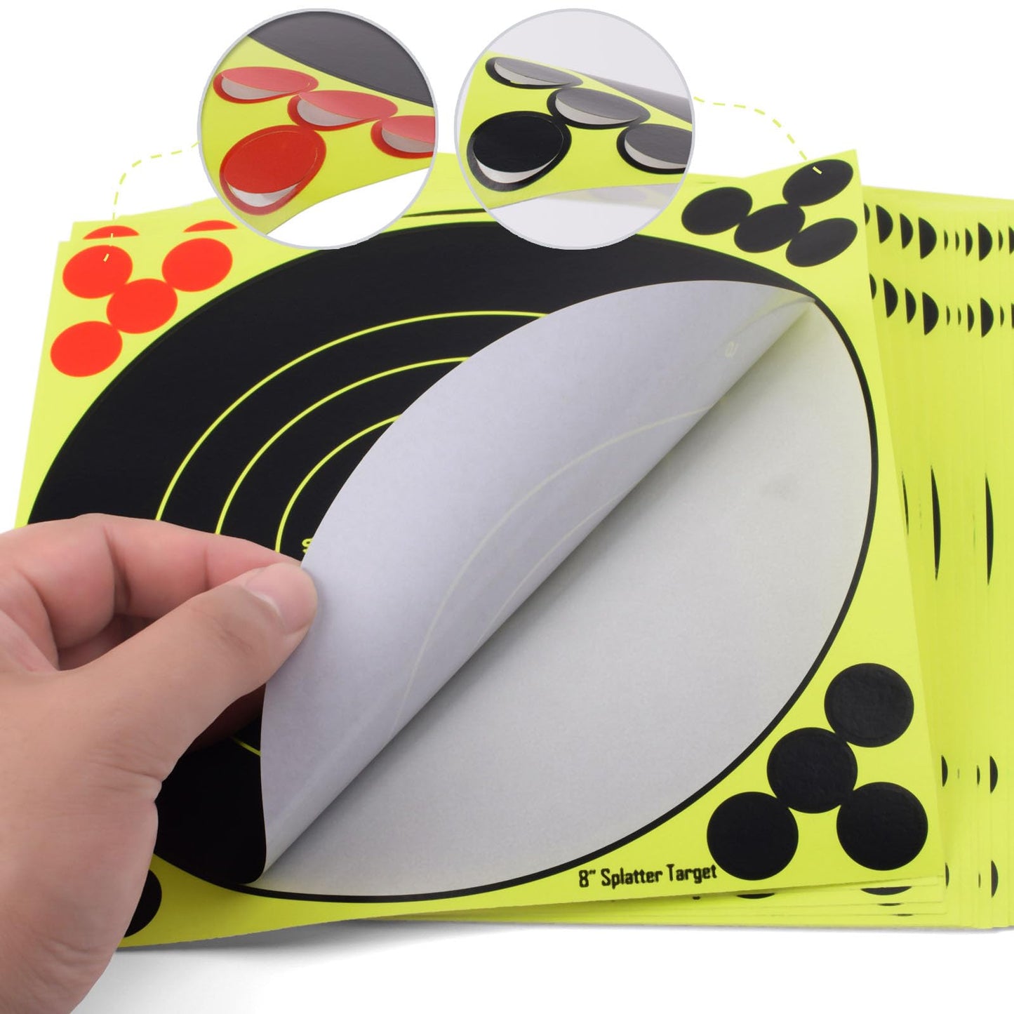 SKLK-SEL 8 Inch Splatter Targets, Adhesive Shooting Target Stickers with Yellow Effect for BB Gun, Pellet Gun, Airsoft, Pistol, Rifle Shooting Practice-20PCS