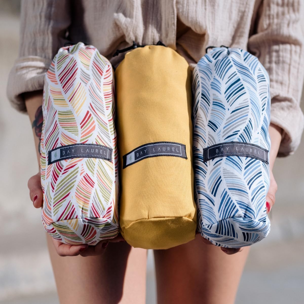 BAY LAUREL Turkish Beach Towel - Quick Dry, Sand-Free, Lightweight | 39 x 71 Inches, Aqua with Floral Bag