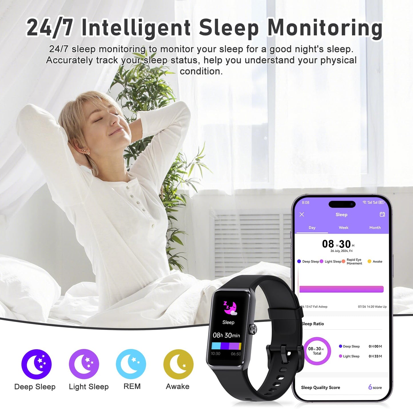 ST-CARE Fitness Tracker with Step Counter/Calories/Stopwatch, Activity Tracker, Health Tracker with Heart Rate Monitor, Sleep Tracker,1.47 Touch Color Screen, Pedometer Watch for Women Men