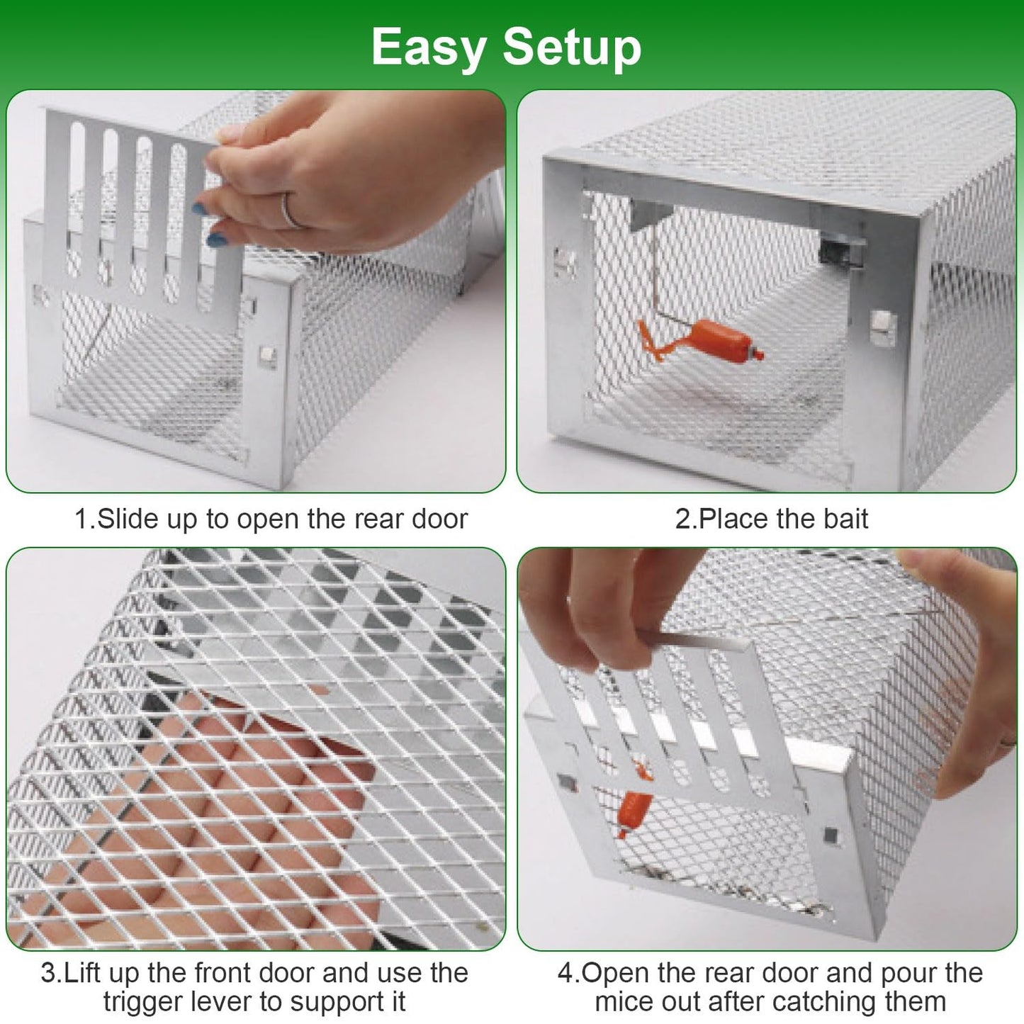 Humane Live Animal Cage Trap, Automatic Continuous Live Animal Cage Trap that Work for Indoor/Outdoor,Easy to Catch & Releasefor Mice,Voles,Small Rodents,Reusable Live Trap Cage,Galvanized Iron