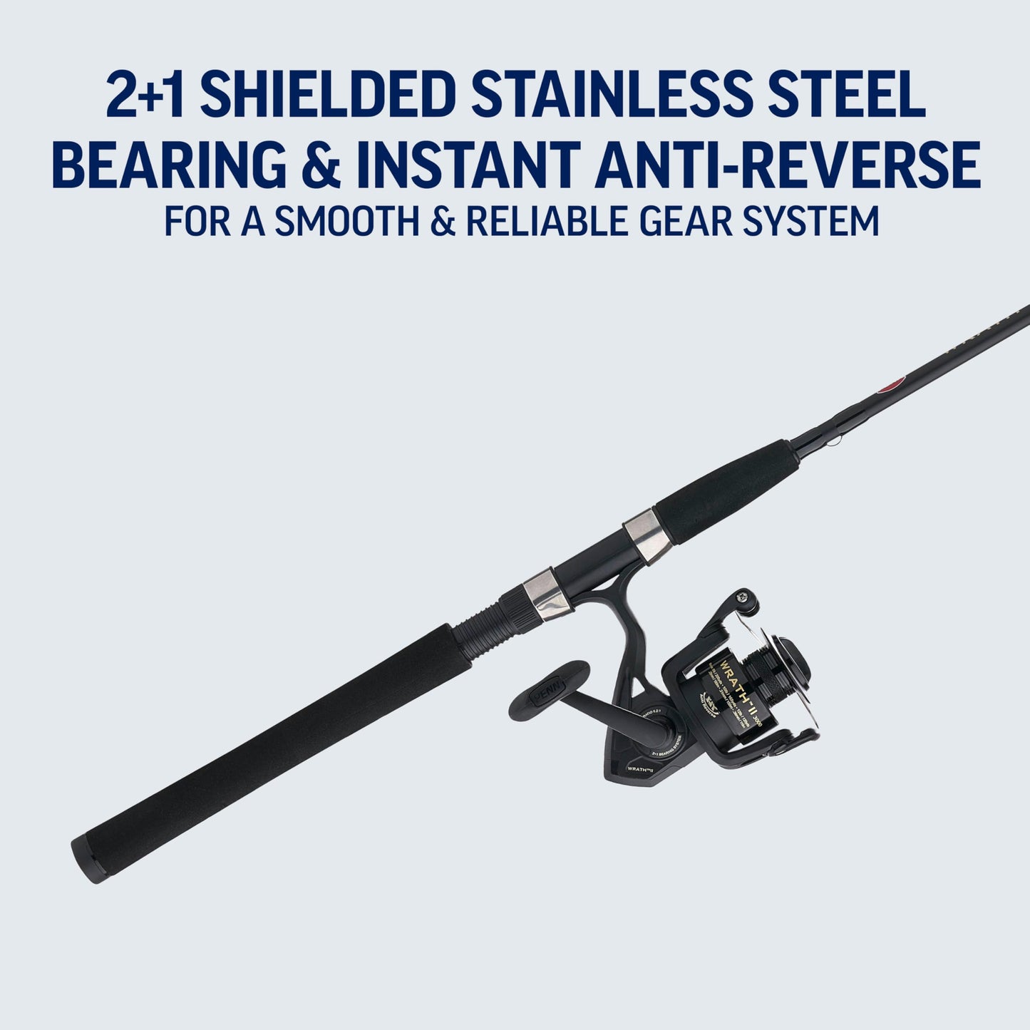 PENN 6'6" Wrath II Fishing Rod and Spinning Reel Combo, Size 2500, Medium Light Power, Extra Fast Action, Corrosion-Resistant Graphite Construction, Lightweight and Durable