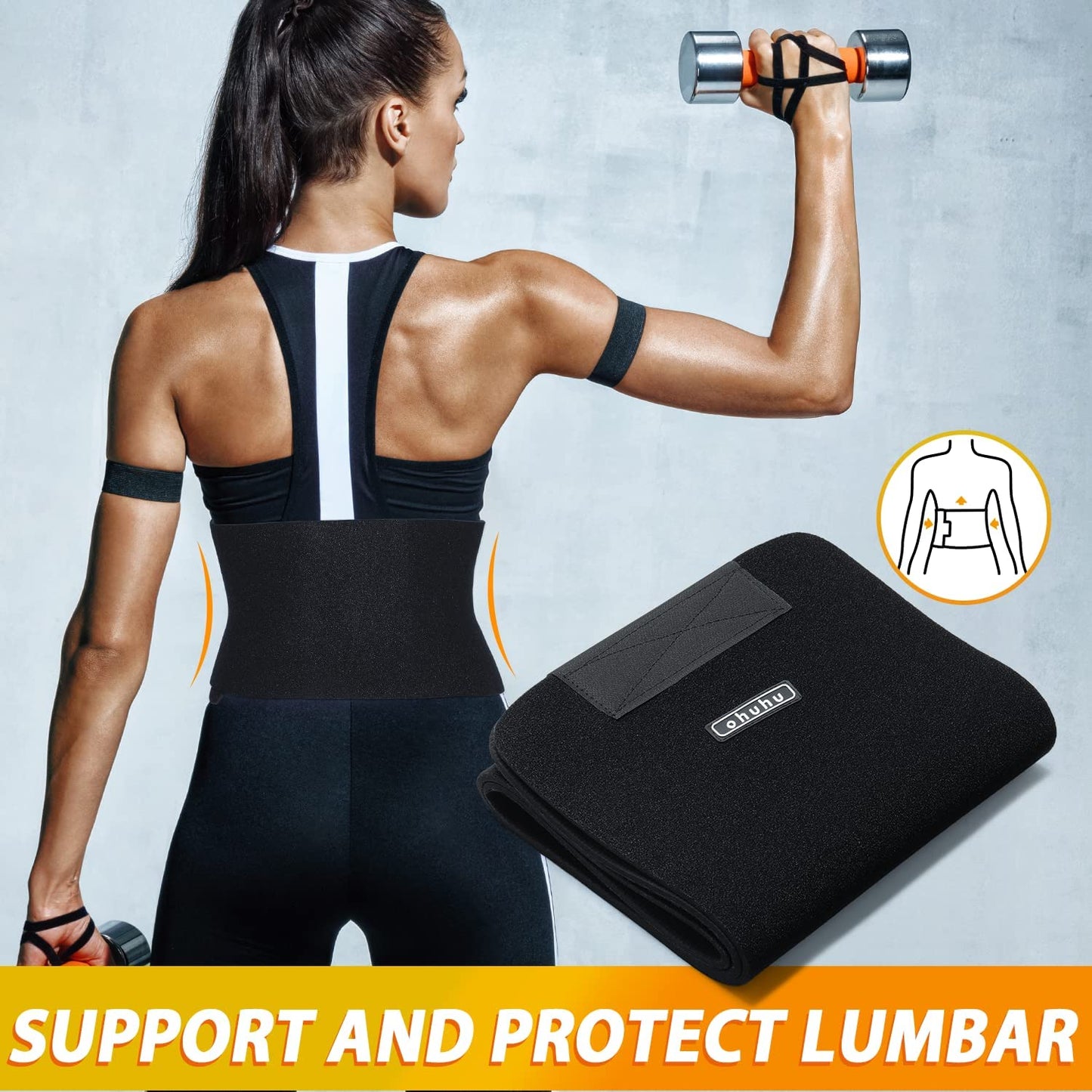 Ohuhu Waist Trimmer, Adjustable Neoprene Ab Trainer Belt for Men Black
