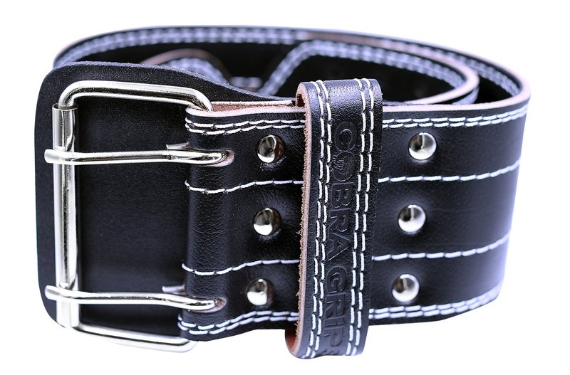 Weight Power Lifting Belt 4” Wide Cobra Grips Premium Genuine Leather Belt for Men & Women Adjustable Weightlifting Back Support (Black, X-Large 41"-49")