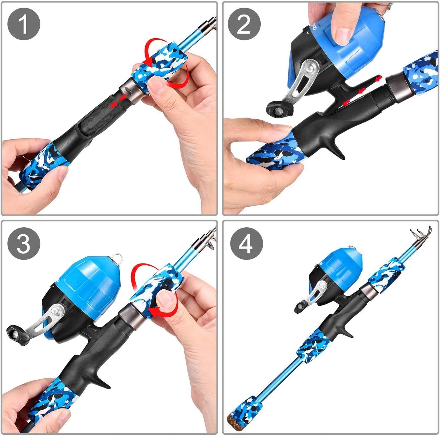 Kids Fishing Pole - Portable Telescopic Fishing Rod & Reel Combo Kit | Pink, Tackle Box for Girls