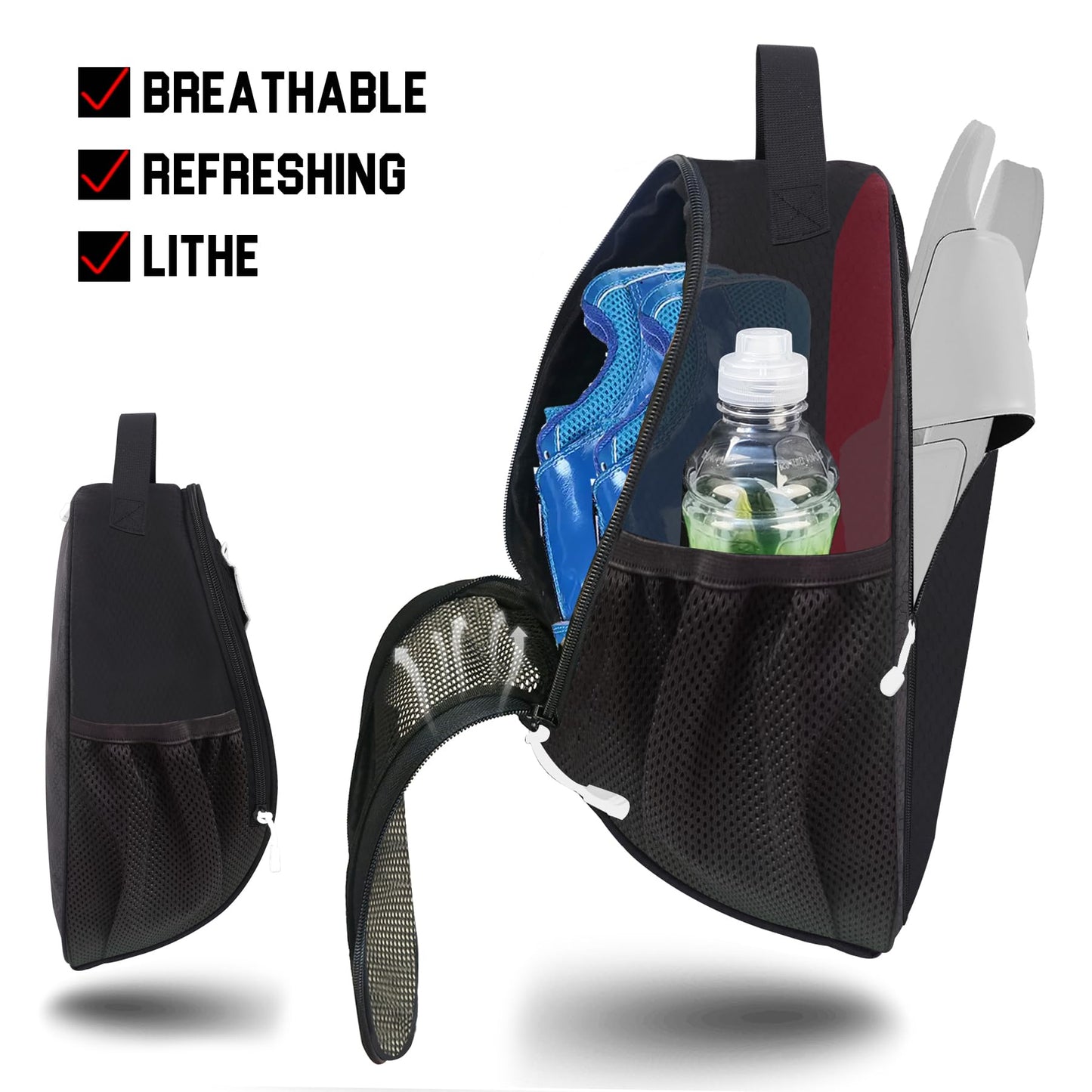 yoson.k Sports Soccer Shoe Gloves Carring Zipped Bag with Patches (1, Black)