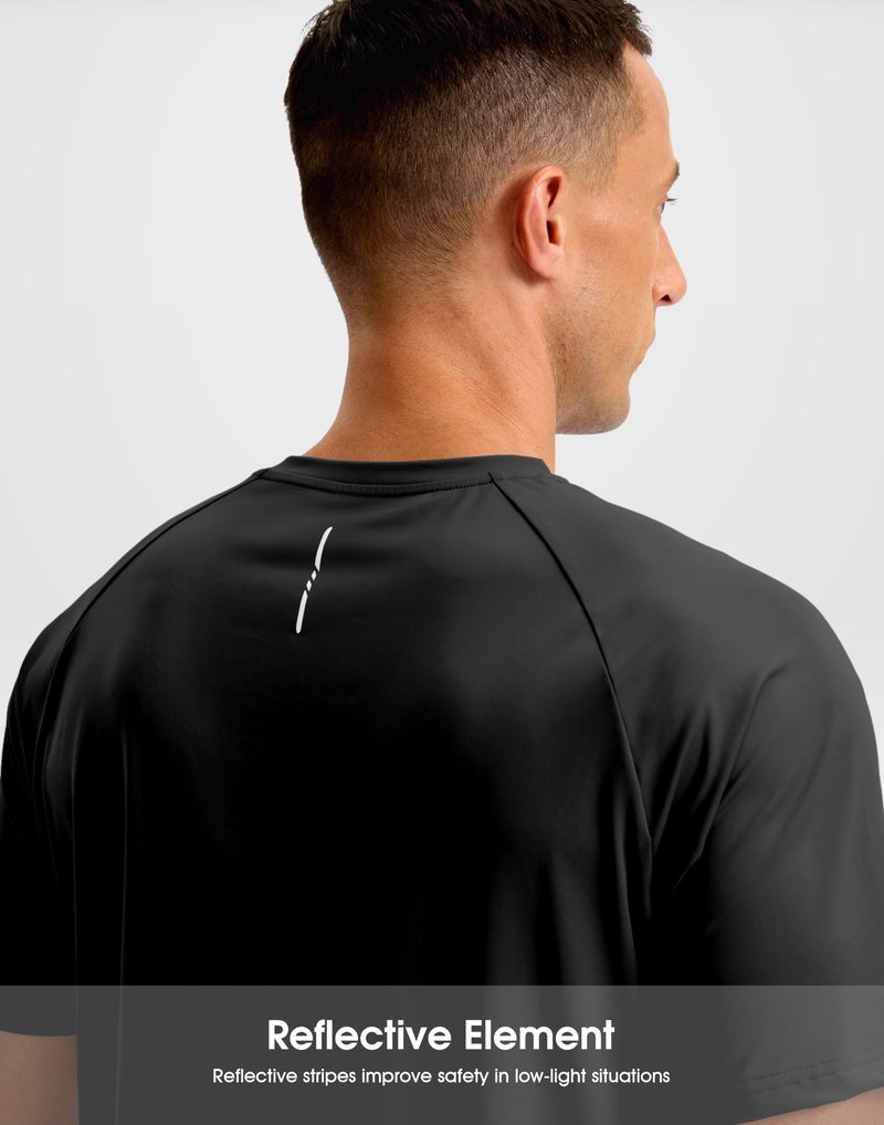 Soothfeel Mens Workout Shirts Quick Dry Athletic Running T-Shirts Short Sleeve Cooling Moisture Wicking Gym Active Tee Tops Black L