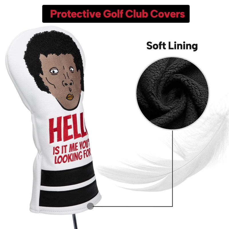 brdejc Golf Club Covers Funny Embroidery Driver Cover Fariway Wood Headcover Hybrid Covers Leather Golf Headcovers for Most Brand (for Hybrid/White)