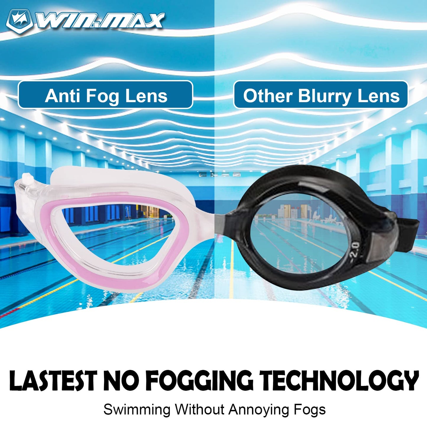 WIN.MAX Polarized Swimming Goggles Swim Pool Goggles Anti Fog Anti UV No Leakage Clear Vision for Men Women Adults Teenagers