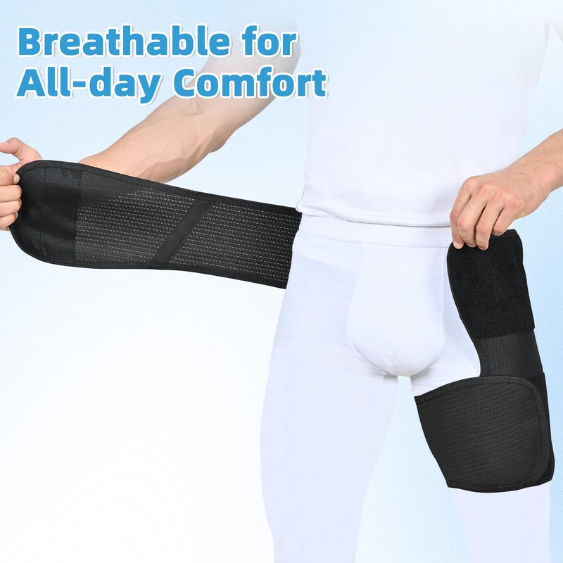 Tenbon Adjustable Hip Brace for Sciatica Pain Relief & Sacroiliac Support - Compression Wrap for Hamstring, Hip Flexor, Groin Injuries, Thigh Stabilizer - SI Joint Belt for Men & Women (XXL/Left)