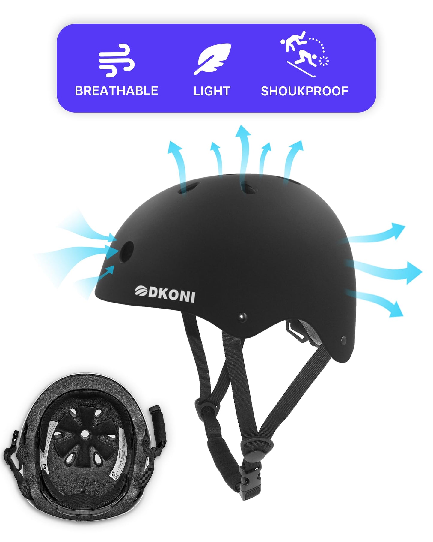 Kids Bike Helmet, Adjustable and Multi-Sport, from Toddler to Youth, 3 Sizes