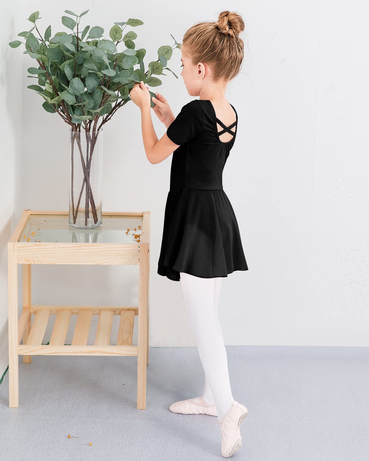 Stelle Ballet Leotards for Girls Dance Dress Criss-Cross Back (BK,4-5T)