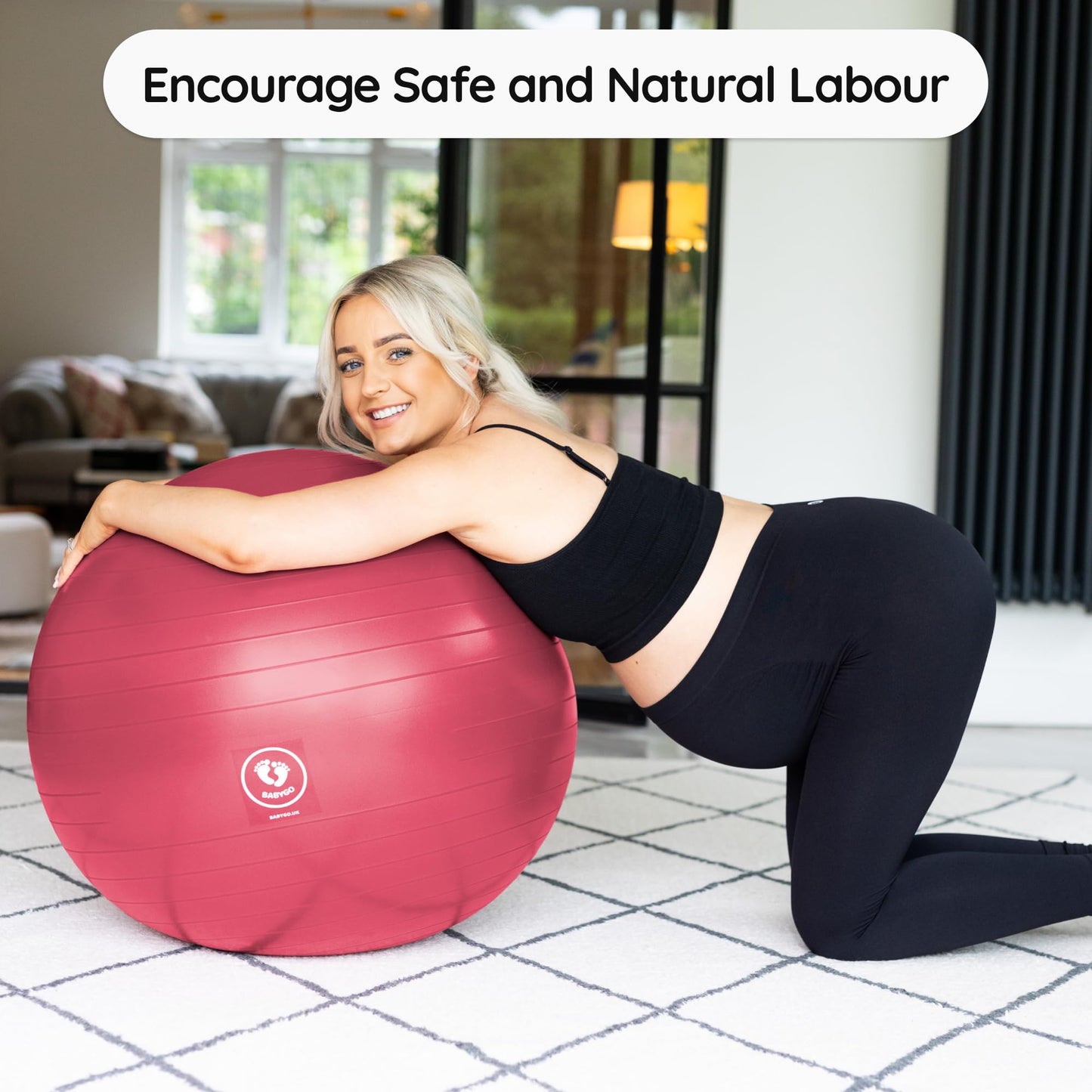 BABYGO Birthing Ball - Pregnancy Yoga Labor & Exercise Ball & Book Set Trimester Targeting, Maternity Physio, Birth & Recovery Plan Included Anti Burst Eco Friendly Material + Pump Olive 65cm…