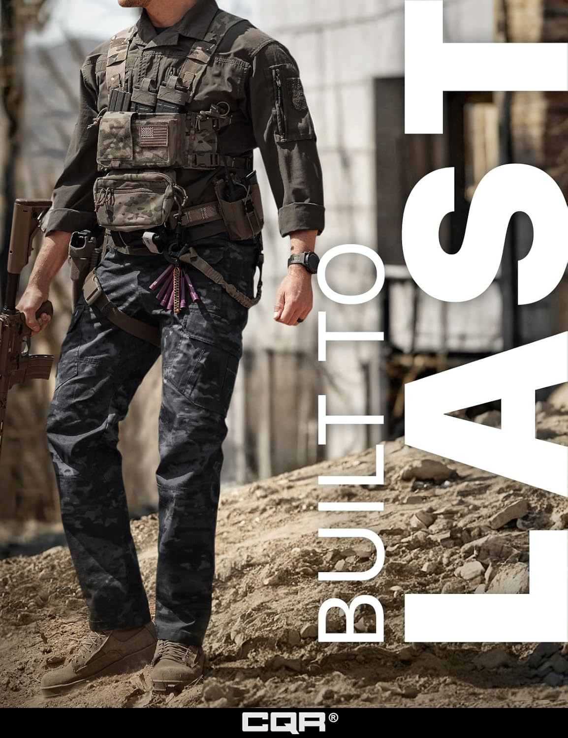 CQR Men's Tactical Pants - Water Resistant Ripstop Cargo Design | Lightweight EDC Hiking Gear