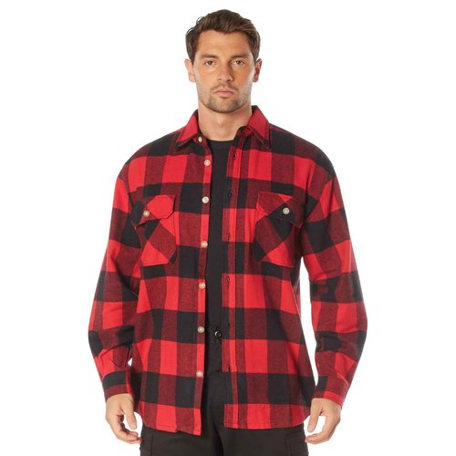 Extra Heavyweight Brawny Flannel Shirt (Small/Red & Black)