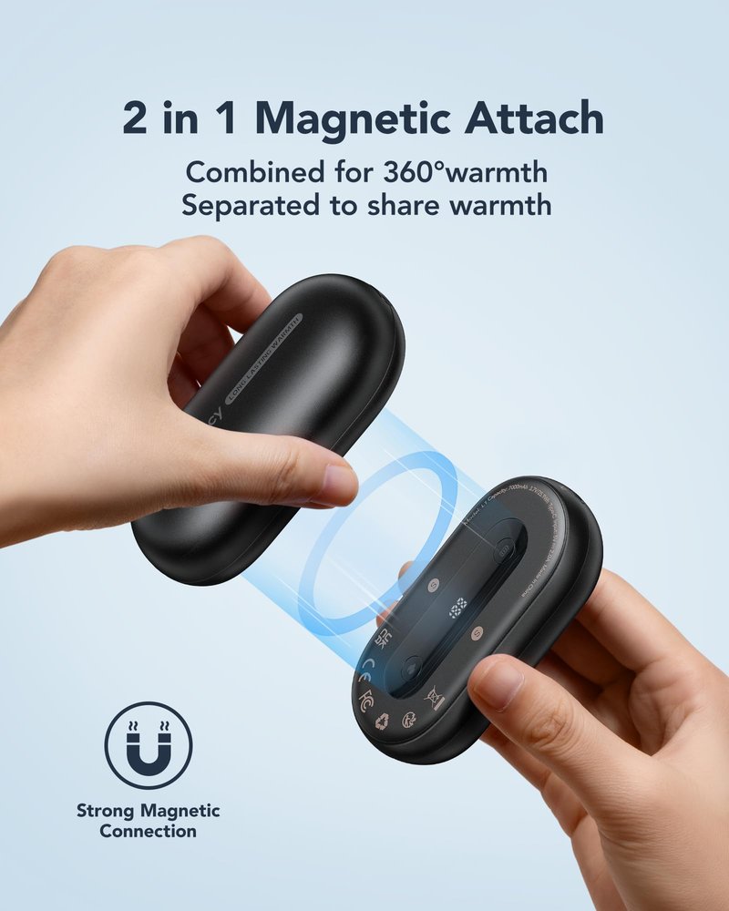 Al Hand Warmer Rechargeable, WeeFancy Magnetic Handwarmers Gifts Set, Small Palm Heater Instant Heating UP to 131°F, 15 Hours Long Lasting, Tech Gifts for Outdoors, Hunting, Camping, Golf Essentials