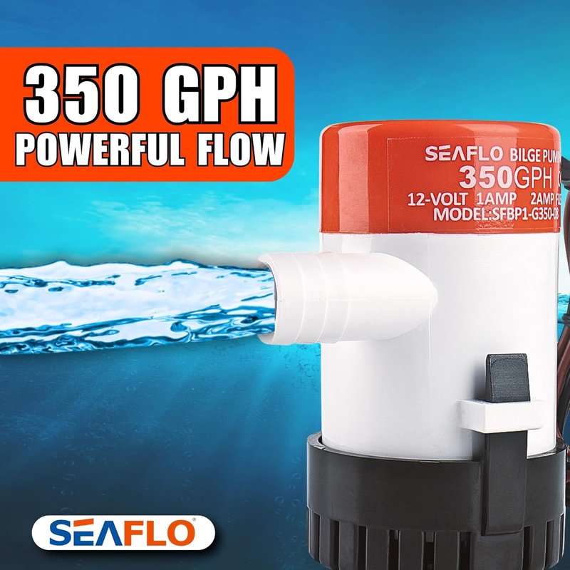 SEAFLO 01 Series 350 GPH Bilge Pump - 12V Marine Submersible with Anti-Airlock Protection | 4-Year Warranty