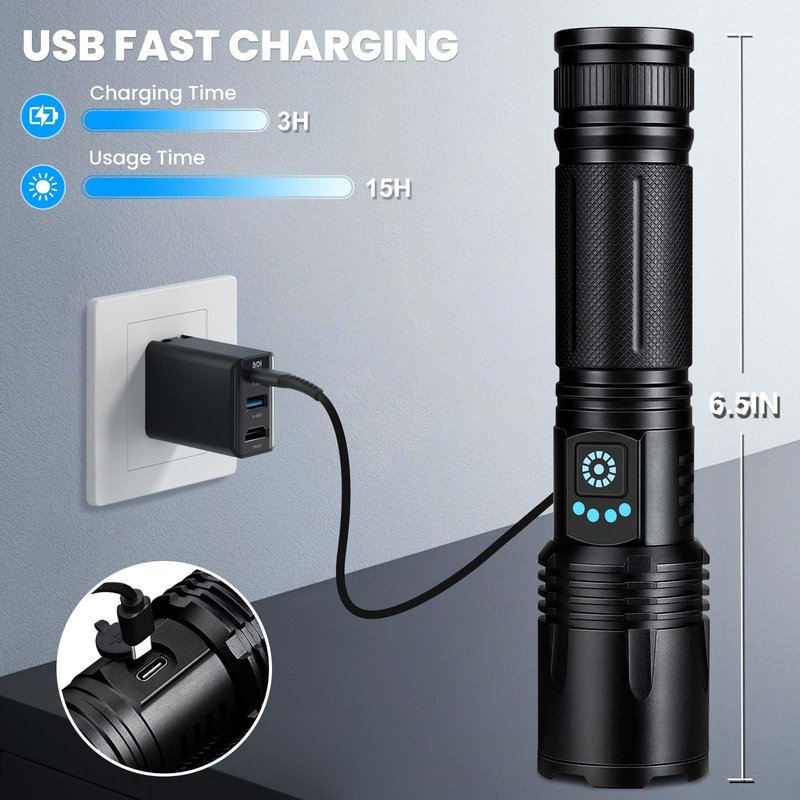 3 Pack Rechargeable Flashlights High Lumens, 99,000 Lumens Super Bright LED Flashlight for Home Camping, Handheld Flash Light Waterproof Flashlight with 5 Modes & Adjustable Function