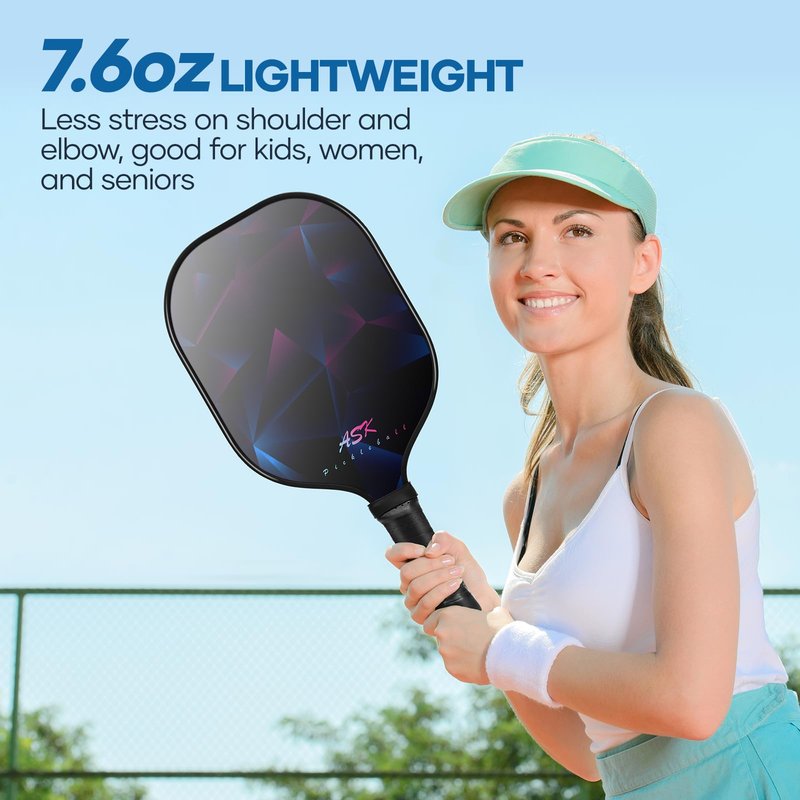 Pickleball Paddles Set of 2, Fiberglass Surface USAPA Approved Pickleball Paddle with 4 Outdoor Indoor Balls & Bag, Lightweight Pickle Ball Rackets for Women Men Kids, Idea Pickleball Gifts