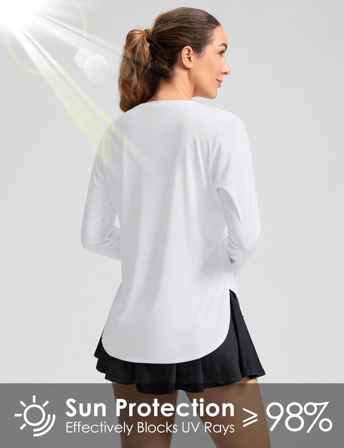 Women's Sun Shirts UPF 50+ Long Sleeve UV Protection Shirt Lightweight Quick Dry Workout Hiking Tops for Women(White,M)