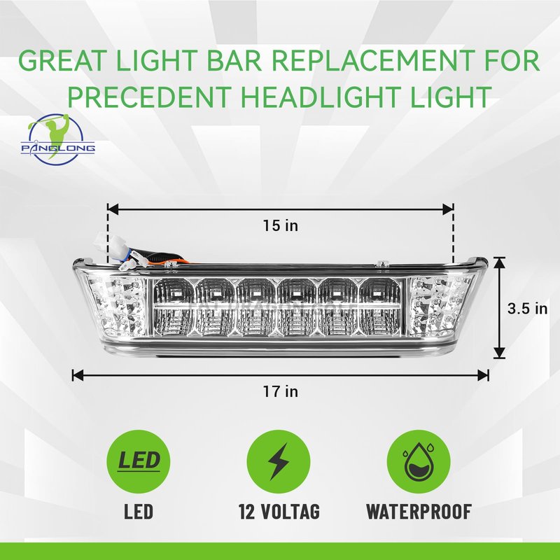 Panglong Golf Cart LED Headlight Bar, 12V Front Replace Head Light Bar, Suitable for 2004-Up Club Car Precedent with Front Head Light Electric and Gas Models, Replaces OEM# 102524801,1025248-01